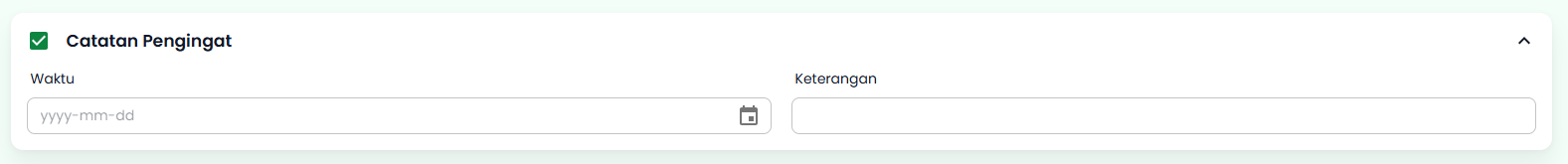 Halaman Pengajuan Pinjaman Section Catatan Pengingat