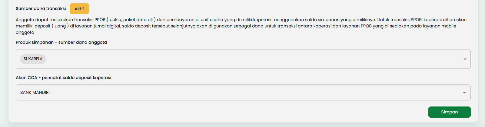 Pengaturan Layanan Mobile Anggota (Bawah)