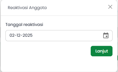 Pop up Reaktivasi Anggota