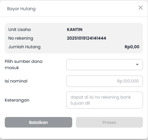 Pop Up Bayar Hutang