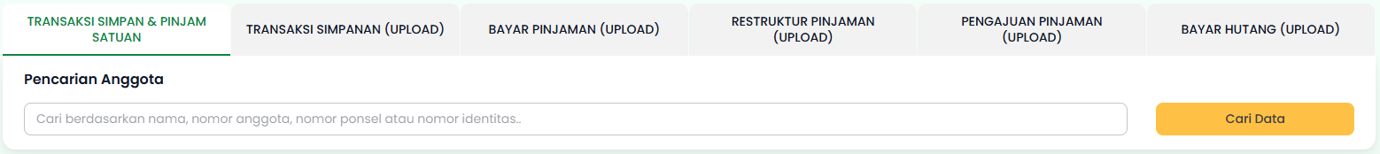 Tab Transaksi Simpan &amp; Pinjam Satuan