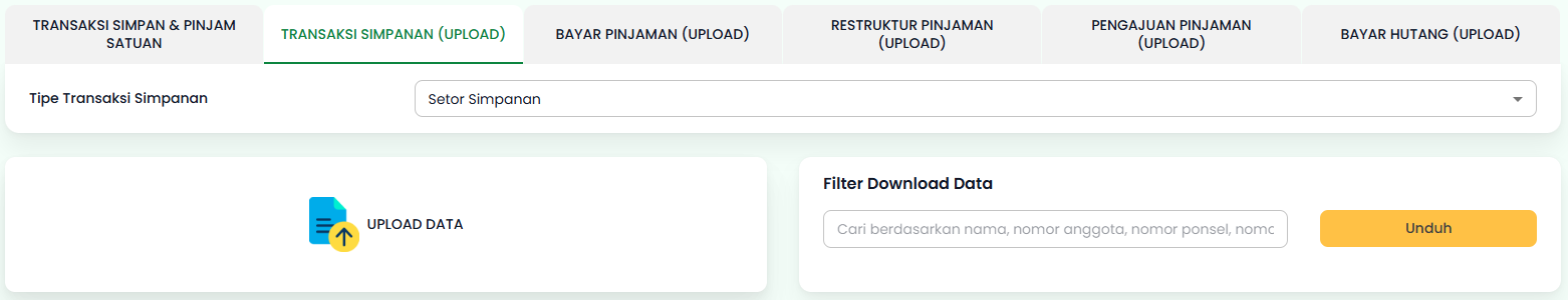 Tab Transaksi Simpanan (Upload)