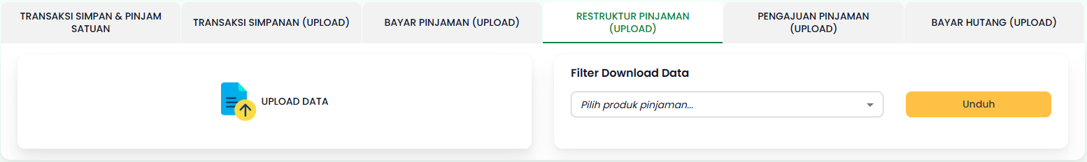 Tab Restruktur Pinjaman (Upload)