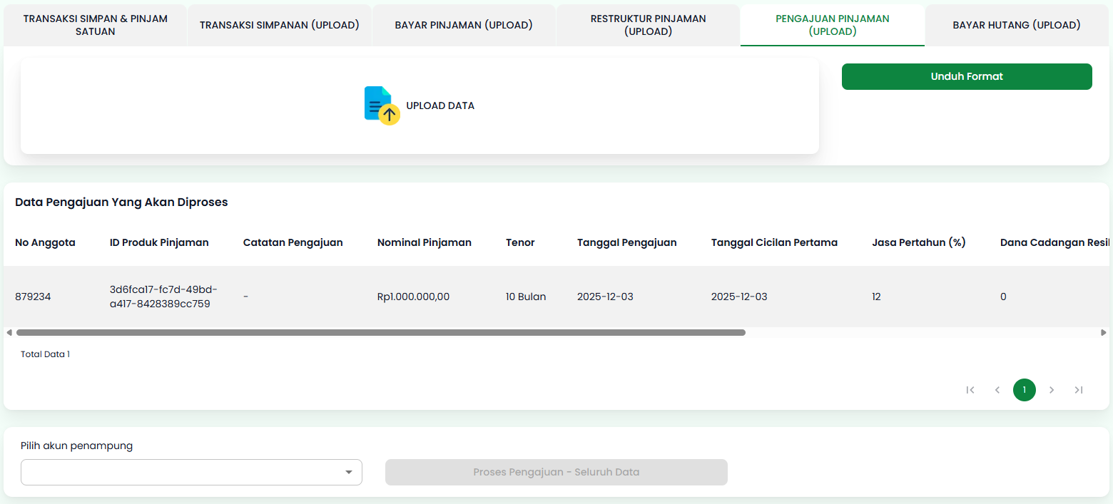 Pengajuan Pinjaman Setelah Upload