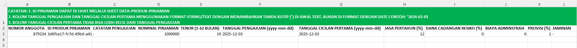 Format Excel Pengajuan Pinjaman Sheet Data-Pengajuan