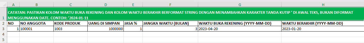 Sheet Simpanan Berjangka