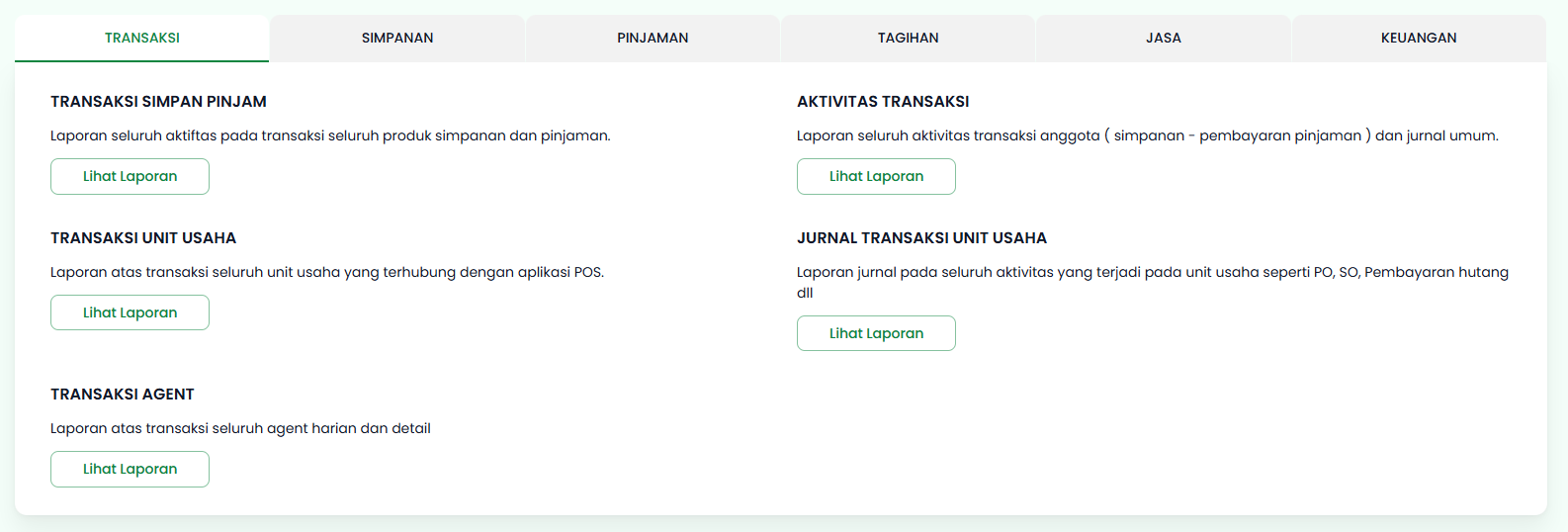 Halaman Laporan Tab Transaksi