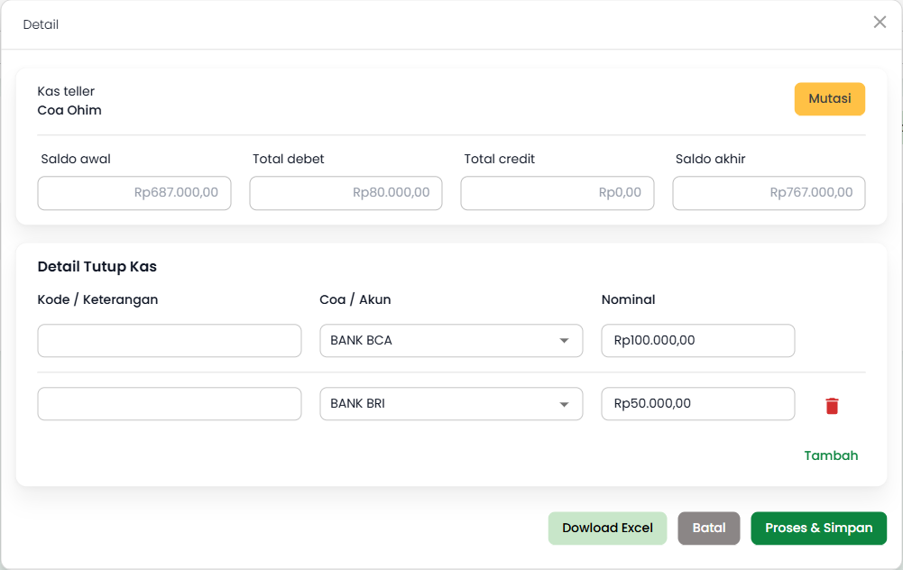 Pop Up Detail Status Buka